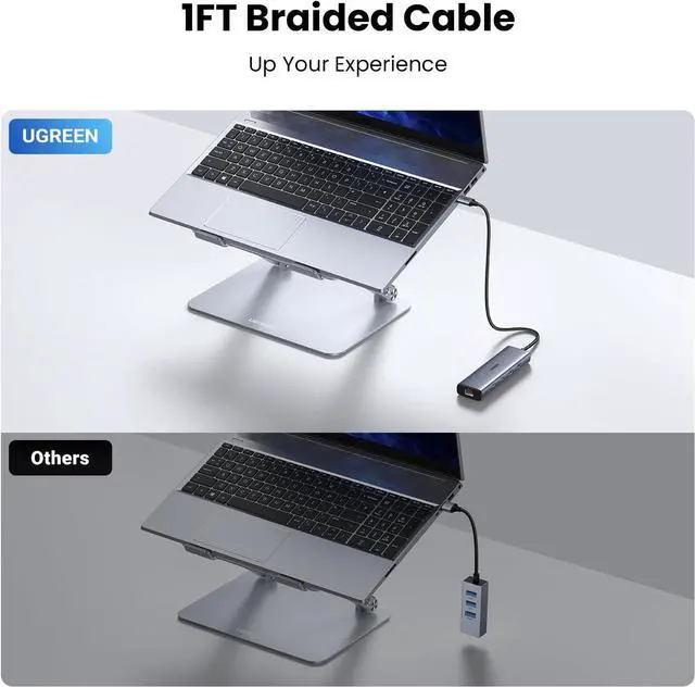 Alt view image 7 of 7 - UGREEN USB C to Ethernet Adapter, 10Gbps Data Port 6-in-1 Hub Ethernet with 2*USB-C 3.2, USB-A 3.2/2.0, Gigabit RJ45, Power Port (Only for Adapter), Type C to Network Dongle for Laptop, MacBook, XPS