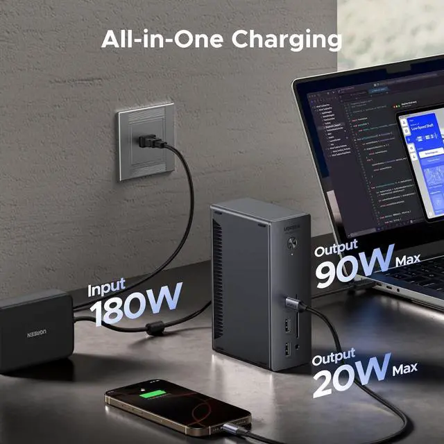 Alt view image 7 of 7 - UGREEN Thunderbolt 4 Dock Revodok Max 213 13-in-1 40Gbps Docking Station with Dual 4K@60Hz Single 8K Display, 90W Charging for Laptop, 2.5GbE, SD/TF 4.0 for MacBook Surface Pro and More