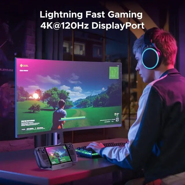 Alt view image 3 of 7 - UGREEN Steam Deck Dock 9-in-1 USB C Docking Station with Foldable Stand, 4K@120Hz DP, Gigabit Ethernet, PD 100W, 10Gbps USB A&C 3.2, TF/SD Compatible with Steam Deck, Rog Ally, Rog X, Legion Go etc.