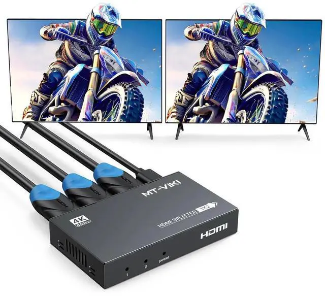 Alt view image 2 of 7 - MT-VIKI HDMI Splitter 4K@60Hz, HDMI Splitter 1 in 2 Out, RGB 4:4:4, HDMI2.0b, HDCP2.2, 18Gbps, Full UHD Distributor for PS4 Fire Stick HDTV