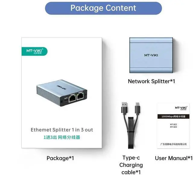 Alt view image 6 of 6 - MT-VIKI Ethernet Splitter 1 to 3 High Speed 1000Mbps, Gigabit Dual RJ45 Splitter Adapter for Cat5/5e/6/7/8 Cable [3 Devices Simultaneously Networking]