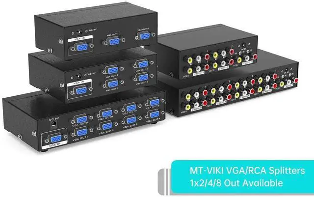 Alt view image 2 of 6 - MT-VIKI 4 Way 3 RCA Splitter Composite Video Audio Distribution (1 in 4 Out)
