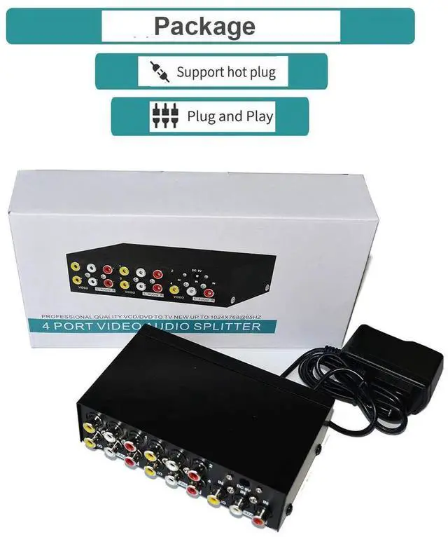 Alt view image 5 of 6 - MT-VIKI 4 Way 3 RCA Splitter Composite Video Audio Distribution (1 in 4 Out)