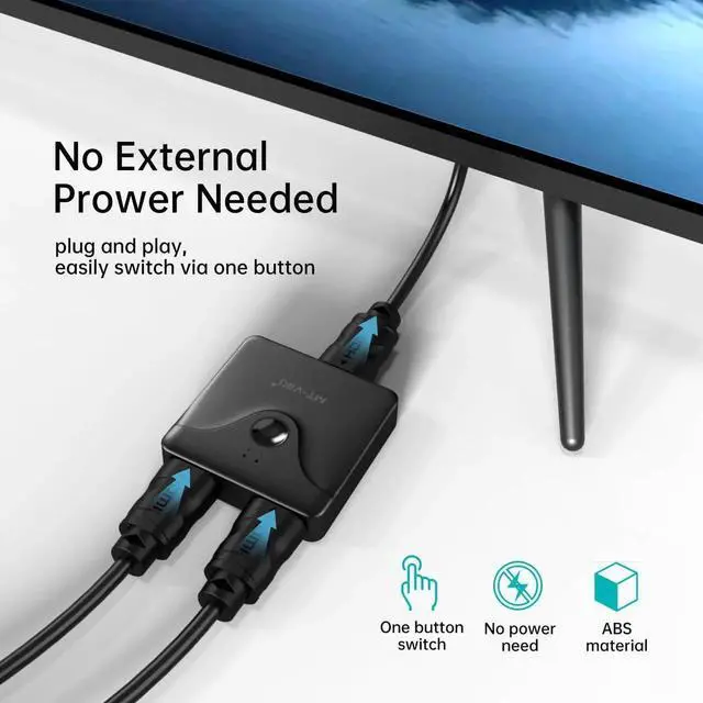 Alt view image 2 of 7 - MT-VIKI 4K HDMI Switch 2 in 1 Out Bi-Directional HDMI 2.0 Switcher Splitter 1 in 2 Out (One Display at a Time), 4K@60Hz, HDR, 3D, Compatible with Xbox PS5