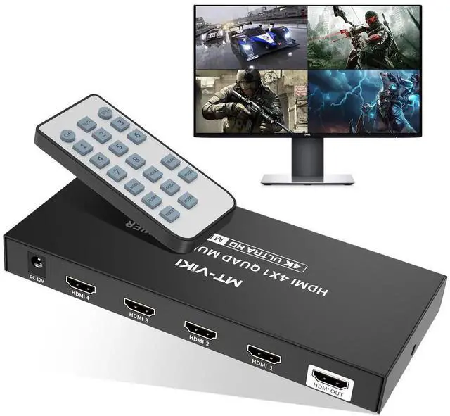 Main image of MT-VIKI 4K HDMI Multiviewer 4x1 w/IR Remote, 4K@30Hz Seamless HDMI Switcher 4 in 1 Out for PS4/PS5/Security Camera