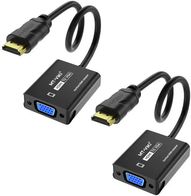Main image of MT-VIKI HDMI to VGA Adapter, Gold-Plated HDMI Converter Male to Female, Compatible for Computer, Desktop, Laptop, Monitor, Projector, HDTV, Chromebook, Raspberry Pi, Roku, Xbox (2 Pack)