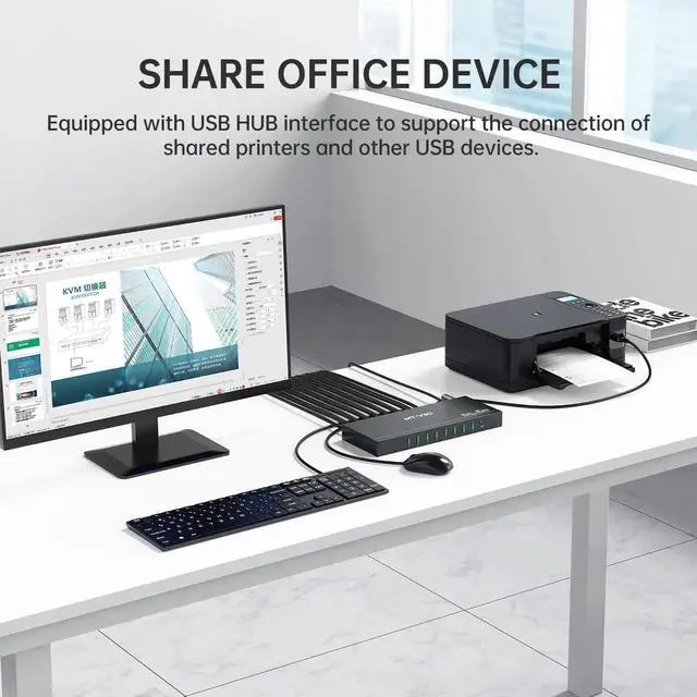 Alt view image 3 of 7 - MT-Viki 4K@60Hz 8 Port KVM Switch HDMI w/3.5mm Audio, 1U Rack Mount KVM HDMI Switcher, Support Button/Hotkey/IR Remote Switch, 8 Pack Cables & Rack Ears Included