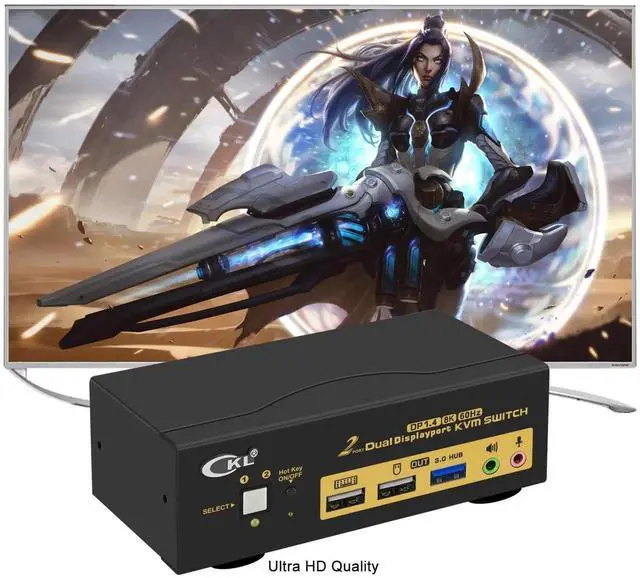 Alt view image 4 of 7 - CKL DisplayPort KVM Switch (4K@60Hz for 2 Computers 2 Monitors Supports Hotkey)