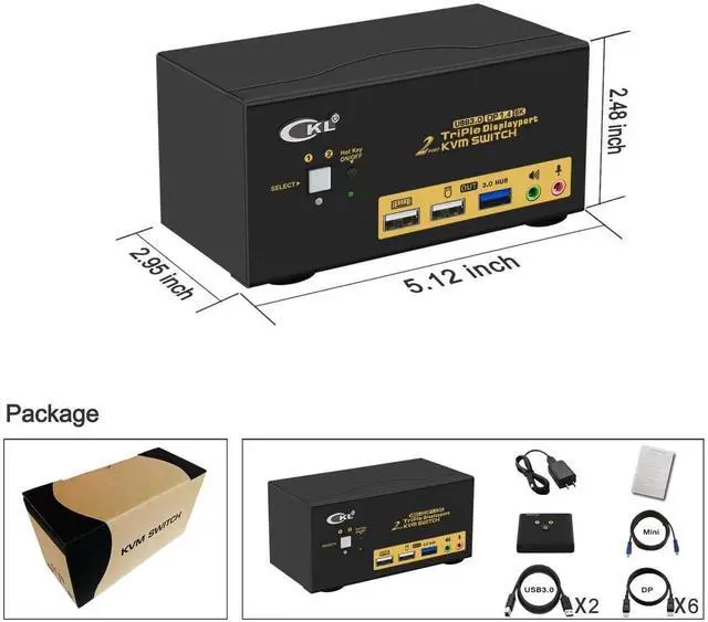 Alt view image 7 of 7 - CKL KVM Switch DisplayPort 1.4 8K@30Hz 5K@60Hz 4K@144Hz(2 Computers 3 Monitors)