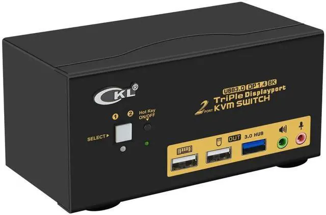 Main image of CKL KVM Switch DisplayPort 1.4 8K@30Hz 5K@60Hz 4K@144Hz(2 Computers 3 Monitors)