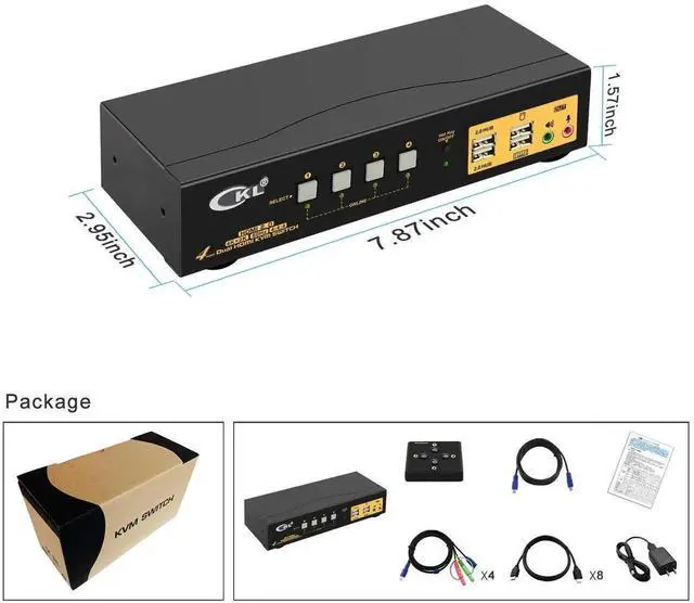 Alt view image 7 of 7 - CKL 4K HDMI KVM Switch (4 Computers 2 Monitors)