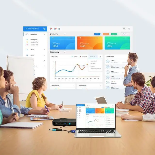 Alt view image 5 of 6 - MT-VIKI VGA to HDMI Adapter, 1080P Converter with Audio+USB Power from VGA Computer/Laptop to HDMI TV/Monitor, Male to Female (1 Pack)