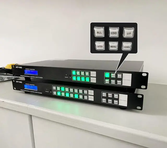 Alt view image 7 of 7 - MT-VIKI 4K HDMI Matrix Switch 4X4, 4K@30Hz Rack Mount Switcher & Splitter with Backlit RS232 LAN Port and EDID, Built-in US ADI Chip (4 in 4 Out)