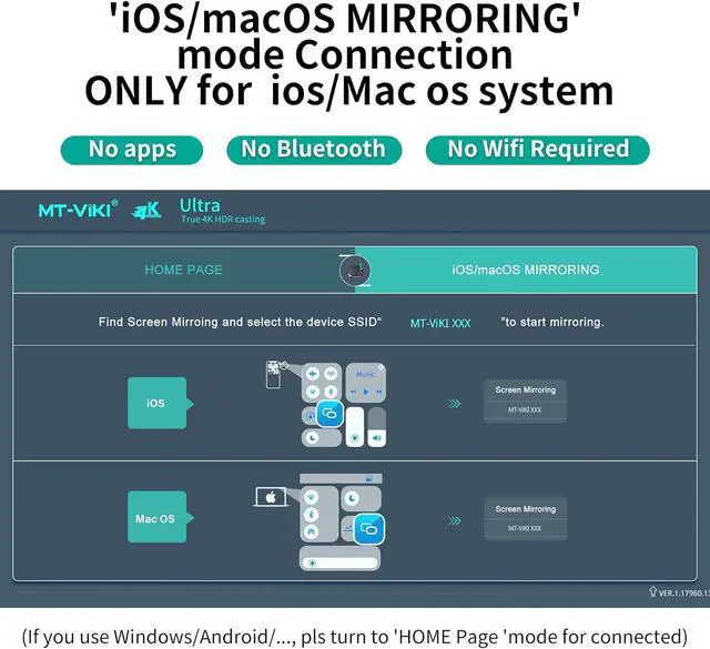 Alt view image 4 of 7 - MT-VIKI 4K Wireless HDMI Display Dongle Adapter, Wireless Transmitter, 4K@60Hz Input & Output, Streaming Media Video to Monitor from Mac iOS Android Windows, Support Airplay DLNA Miracast