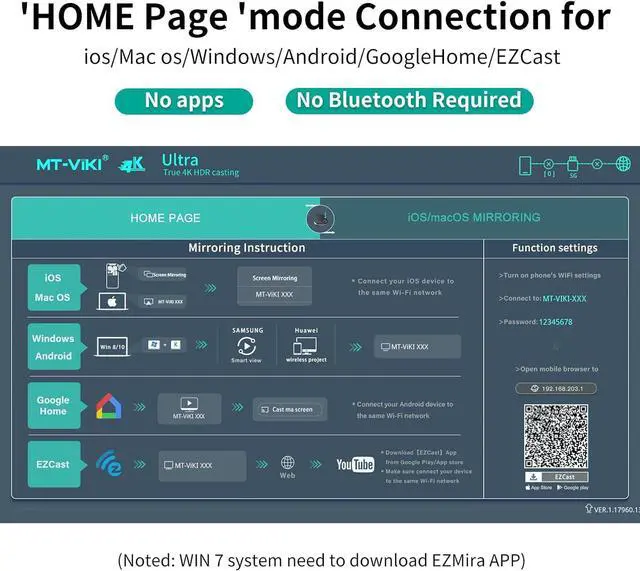 Alt view image 3 of 7 - MT-VIKI 4K Wireless HDMI Display Dongle Adapter, Wireless Transmitter, 4K@60Hz Input & Output, Streaming Media Video to Monitor from Mac iOS Android Windows, Support Airplay DLNA Miracast