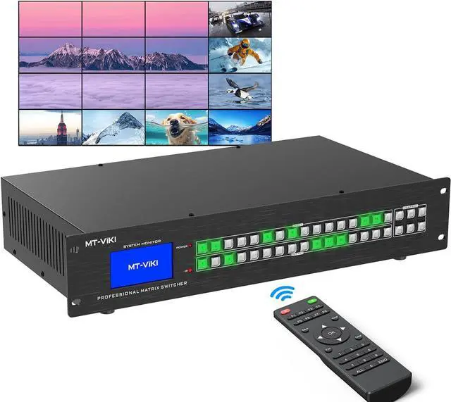 Main image of MT-VIKI 16x16 4K Seamless HDMI Matrix Video Wall 4x4 w/Web GUI+Audio Out, Customised HDMI TV Wall Controller, Rack Mount Matrix Switcher Splitter Support RS232, APP, IR Remote, Web