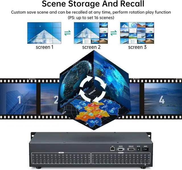 Alt view image 6 of 7 - MT-VIKI 16x16 4K Seamless HDMI Matrix Video Wall 4x4 w/Web GUI+Audio Out, Customised HDMI TV Wall Controller, Rack Mount Matrix Switcher Splitter Support RS232, APP, IR Remote, Web