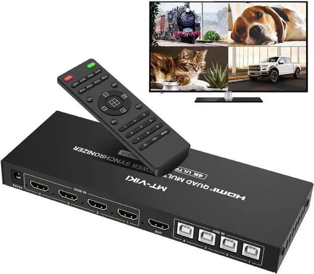 Main image of MT-VIKI HDMI KVM Multiviewer w/Audio, 4K@30Hz Quad-View HDMI Multiviewer, Support Keyboard Hotkey/Mouse-Crossing Switching, PIP POP