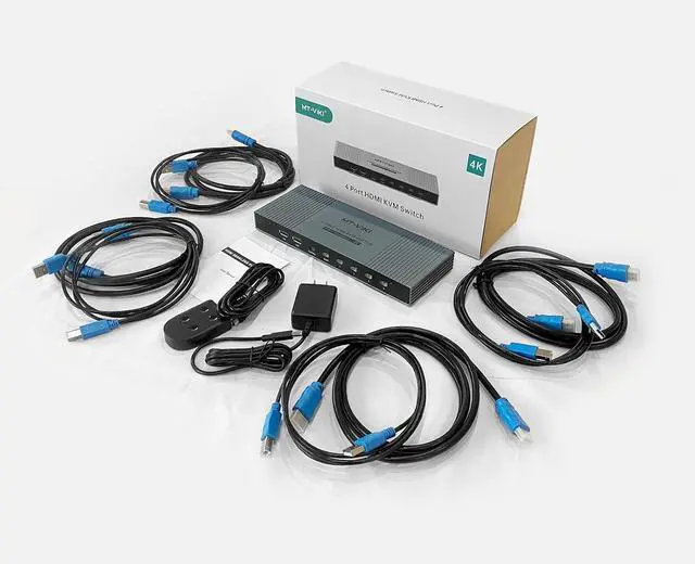 Alt view image 6 of 7 - MT-VIKI 4K Quad HDMI KVM Multiviewer 4x1 w/PIP POP, Support ONE Set of Keyboard/Mouse/Monitor Control 4 PCs, 4K@30Hz Support Hotkey/Button Seamless Switching