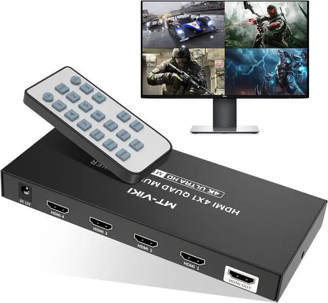 Main image of MT-VIKI 4K HDMI Multiviewer 4x1 w/IR Remote, 4K@30Hz Seamless HDMI Switcher 4 in 1 Out for PS4/PS5/Security Camera