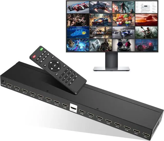 Main image of MT-VIKI 4K HDMI Multi-Viewer 16x1 w/IR Remote, 4K@30Hz Seamless HDMI Switcher 16 in 1 Out for PS4/PS5/Security Camera