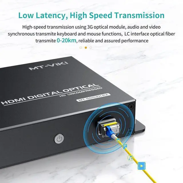 Alt view image 4 of 7 - MT-VIKI HDMI Extender Over Fiber Optic Cable up to 20KM/12.4 Miles, w/Loop Out & 3.5mm Bidirectional Stereo Audio & RS232, Uncompressed TX & RX Kit