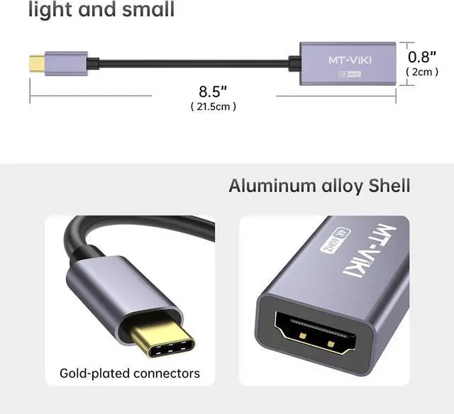 Alt view image 5 of 6 - MT-VIKI 4K@60Hz USB C to HDMI Adapter, Type-C to HDMI Female Adapter [Thunderbolt 3/4 Compatible], Compatible with MacBook Pro, Air, iPad Pro, Pixelbook, XPS, Galaxy