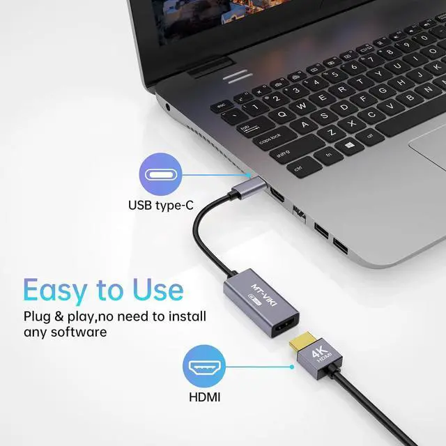 Alt view image 4 of 6 - MT-VIKI 4K@60Hz USB C to HDMI Adapter, Type-C to HDMI Female Adapter [Thunderbolt 3/4 Compatible], Compatible with MacBook Pro, Air, iPad Pro, Pixelbook, XPS, Galaxy