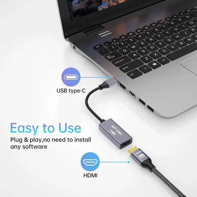 Alt view image 5 of 6 - MT-VIKI USB Type C to HDMI 2.1 Adapter, USB C to HDMI 8K@60Hz & 4K@120Hz, 48Gbps, Type C Male (Thunderbolt 3/4) to HDMI Female Compatible with MacBook Pro/Air, iPad Pro/Air, Pixelbook, XPS,etc