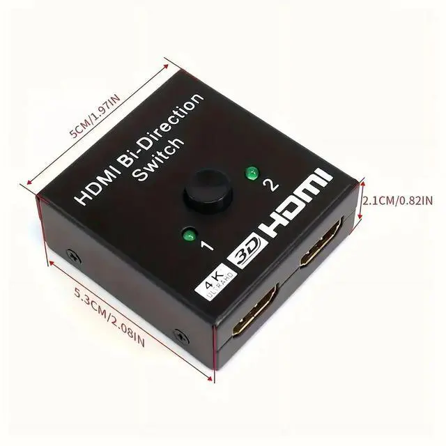 Alt view image 6 of 6 - HDMI Switch 4K@60Hz HDMI Splitter, Bi-Directional HDMI 2.0 HDCP 2.2 Switcher 2 In 1 Out, HDMI Splitter 1 In 2 Out Support 3D HDR For Xbox PS5/4 Roku HDTV Monitor