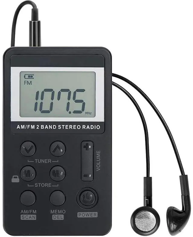 Alt view image 6 of 6 - Portable Radio with Headphones,Personal AM/FM Pocket Radio Portable VR-Robot, Mini Digital Tuning Walkman Radio, with Rechargeable Battery, Earphone, Lock Screen for Walk/Jogging/Gym/Camping