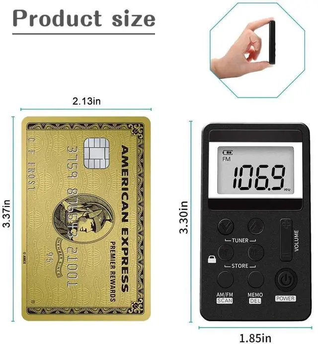 Alt view image 2 of 6 - Portable Radio with Headphones,Personal AM/FM Pocket Radio Portable VR-Robot, Mini Digital Tuning Walkman Radio, with Rechargeable Battery, Earphone, Lock Screen for Walk/Jogging/Gym/Camping