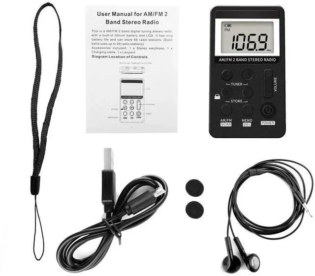 Alt view image 4 of 6 - Portable Radio with Headphones,Personal AM/FM Pocket Radio Portable VR-Robot, Mini Digital Tuning Walkman Radio, with Rechargeable Battery, Earphone, Lock Screen for Walk/Jogging/Gym/Camping