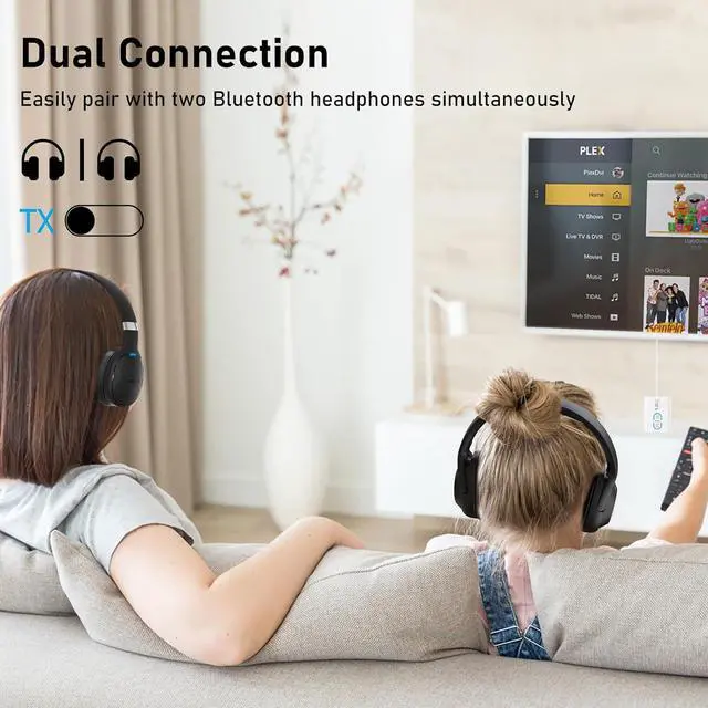 Alt view image 4 of 7 - 1Mii Bluetooth Transmitter Receiver for TV/Airplane to Headphones, Bluetooth 5.3 AUX/RCA Audio Adapter with AptX Adaptive/Low Latency/HD Audio, Dual Link, Wireless Receiver for Home Stereo, Boat, Gym