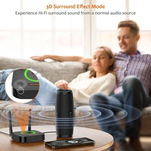Alt view image 6 of 7 - [Upgraded] 1Mii B06Pro Long Range Bluetooth Receiver, HiFi Wireless Audio Adapter, Bluetooth 5.1 Receiver with 3D Surround aptX HD Low Latency Optical RCA AUX 3.5mm Coaxial for Home Stereo System