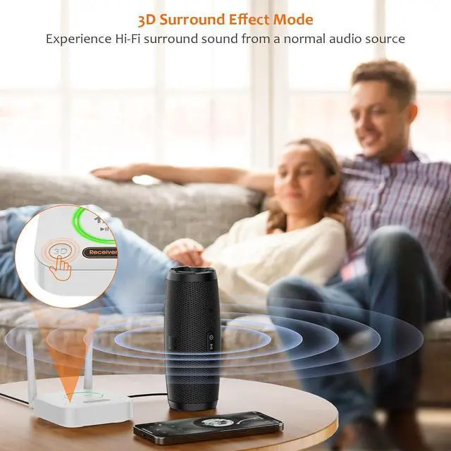 Alt view image 6 of 7 - [Upgraded] 1Mii Bluetooth 5.1 Receiver, Long Range HiFi Bluetooth Audio Adapter w/ 3D Surround aptX HD Low Latency, Optical RCA AUX 3.5mm Coaxial for Home Stereo System - B06Pro Grey