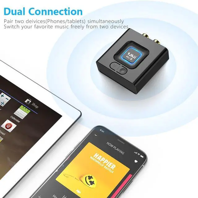 Alt view image 7 of 7 - 1Mii Bluetooth 5.1 Receiver for Home Stereo, Bluetooth Audio Adapter with 3.5mm RCA, Wireless Hi-Fi Music Streaming from Smartphone/Tablet to Wired Speaker, 12hrs Playtime, Bass Mode