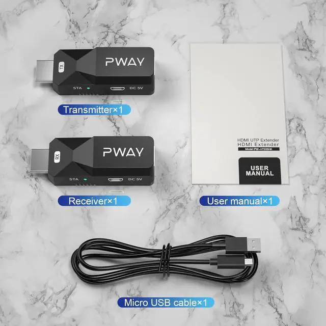 Alt view image 7 of 7 - PWAY HDMI Extender 165ft Audio Video 1080P Over Cat5 Cat6 Ethernet Cable Transmit Lossless Signal HDMI Long Distance Extension Adapter