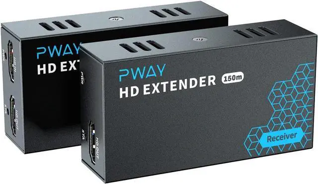Main image of PWAY HDMI Extender 500ft No Delay Over Cat5e/6 HDMI Balun IP Kit Over Ethernet Long Distance Video, 1 to Many Over Gigabit Switch