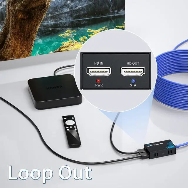 Alt view image 6 of 6 - PWAY HDMI Extender 500ft No Delay Over Cat5e/6 HDMI Balun IP Kit Over Ethernet Long Distance Video, 1 to Many Over Gigabit Switch