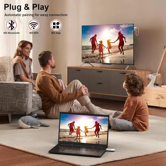 Alt view image 2 of 7 - Wireless HDMI Transmitter and Receiver, 328FT/100M Plug & Play Portable Wireless HDMI Extender Kit, 4K Decode 1080P Output 2.4G/5G Stable Signal for Streaming Audio/Video to Monitor from Laptop/TV Box