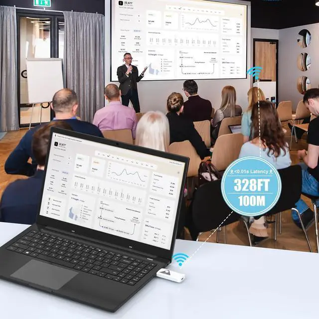 Alt view image 3 of 7 - Wireless HDMI Transmitter and Receiver, 328FT/100M Plug & Play Portable Wireless HDMI Extender Kit, 4K Decode 1080P Output 2.4G/5G Stable Signal for Streaming Audio/Video to Monitor from Laptop/TV Box