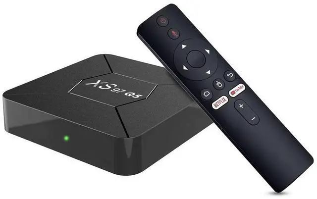 Main image of XS97 Q5 Android TV Box, Quad-Core A53 Processor, 2GB RAM 8GB ROM, 4K Ultra HD, Dual-Band Wi-Fi, Bluetooth, Voice Remote Smart Media Player for Netflix/YouTube