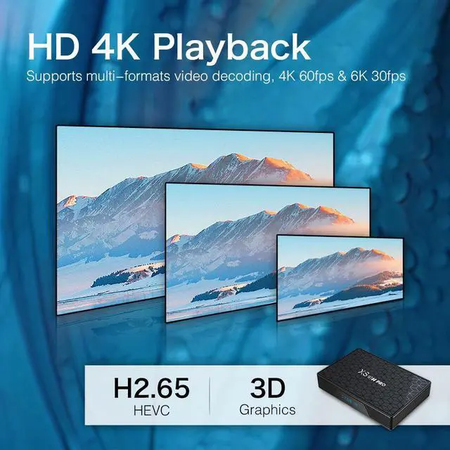 Alt view image 3 of 7 - XS97 H PRO Android TV Box, Allwinner H618 Quad-Core A53, 2GB RAM 16GB ROM, 6K Ultra HD, Dual-Band Wi-Fi/Gigabit Ethernet, Dual HDMI, Android 12 Smart Media Player