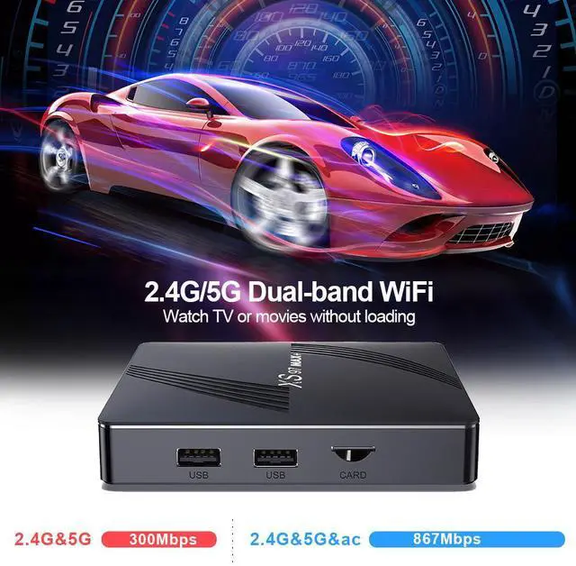 Alt view image 6 of 7 - XS97 MAX+ Android TV Box, Amlogic S905X4 Quad-Core A55, 4GB RAM 32GB ROM, 8K Ultra HD, Dual-Band Wi-Fi, Bluetooth, Smart Media Player with Voice Control