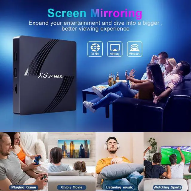 Alt view image 3 of 7 - XS97 MAX+ Android TV Box, Amlogic S905X4 Quad-Core A55, 4GB RAM 32GB ROM, 8K Ultra HD, Dual-Band Wi-Fi, Bluetooth, Smart Media Player with Voice Control
