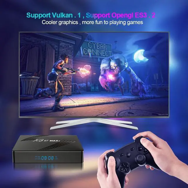 Alt view image 4 of 7 - XS97 MAX+ Android TV Box, Amlogic S905X4 Quad-Core A55, 4GB RAM 32GB ROM, 8K Ultra HD, Dual-Band Wi-Fi, Bluetooth, Smart Media Player with Voice Control