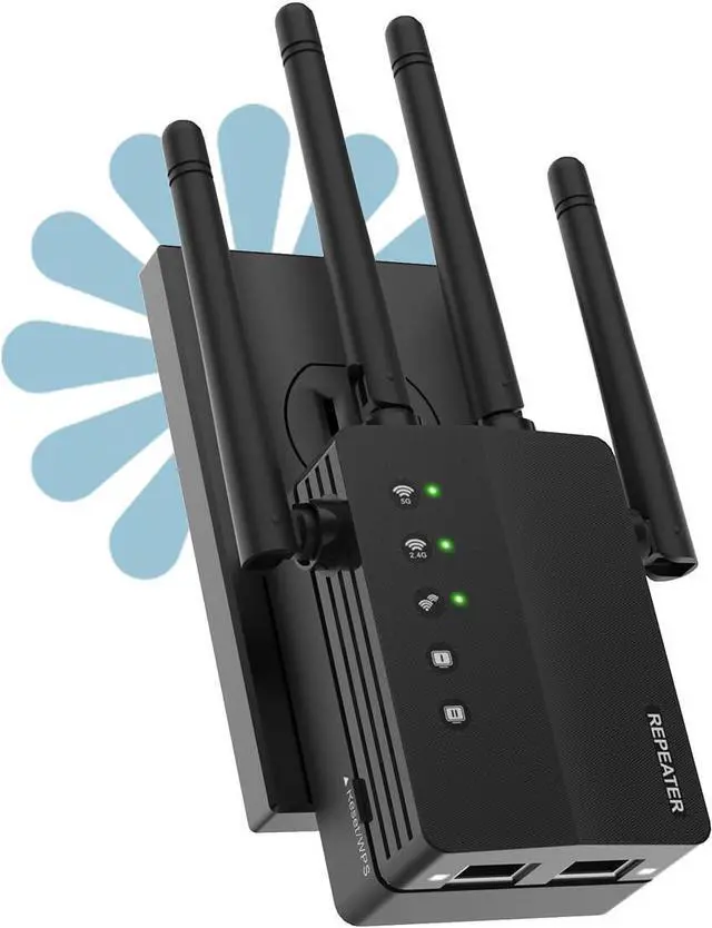 Main image of WiFi Booster, 1200Mbps WiFi Extender Signal Booster for Home, 12880 Sq Ft Coverage, 105 Devices, Dual Band 2.4/5GHz Internet Extender WiFi Booster