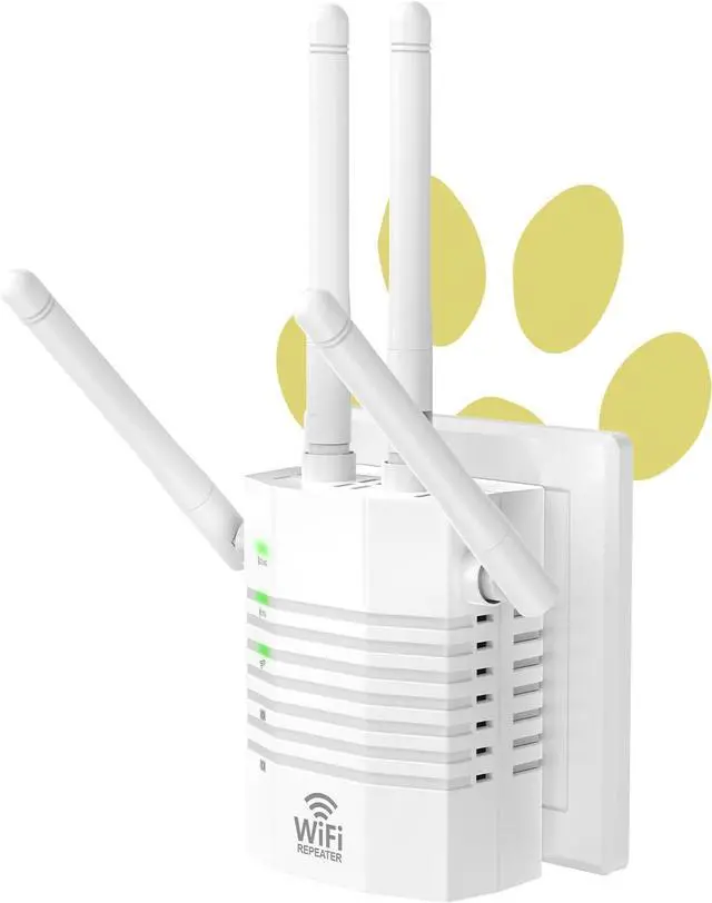 Main image of WiFi Extender Signal Booster with 4 Antennas, WiFi Extender with 1200Mbps Dual - Band, WiFi Booster Stable 12880 Sq.ft 105 Devices Coverage, Wall - Plug Easy Setup Home WiFi Repeater