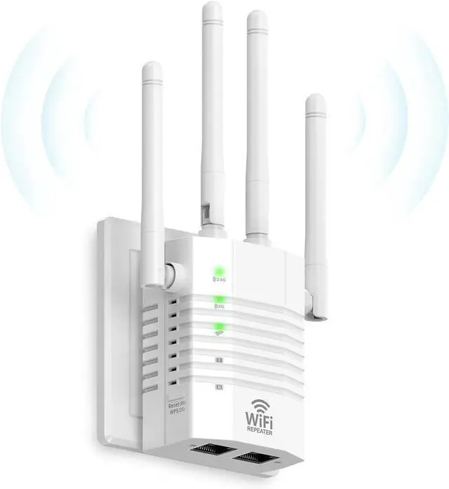 Main image of 1200Mbps Dual - Band WiFi Extender Signal Booster, WiFi Extender with 4 Antennas, WiFi Booster Covers Up to 12880 Sq.ft & 105 Devices, WiFi Repeater with Wall - Plug Signal Booster for Home